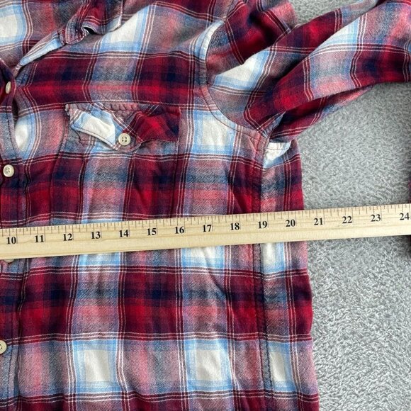 Gap + Pendleton Womens Long Sleeve Plaid Button-Up Shirt Red & Blue Rayon L 1420 - Picture 6 of 8